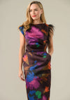Caroline Kilkenny Celine Feather Trim Pencil Dress, Multi-Coloured