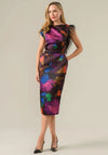 Caroline Kilkenny Celine Feather Trim Pencil Dress, Multi-Coloured