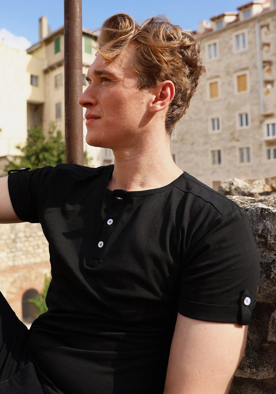 Carter Clothing Henley T-Shirt, Black