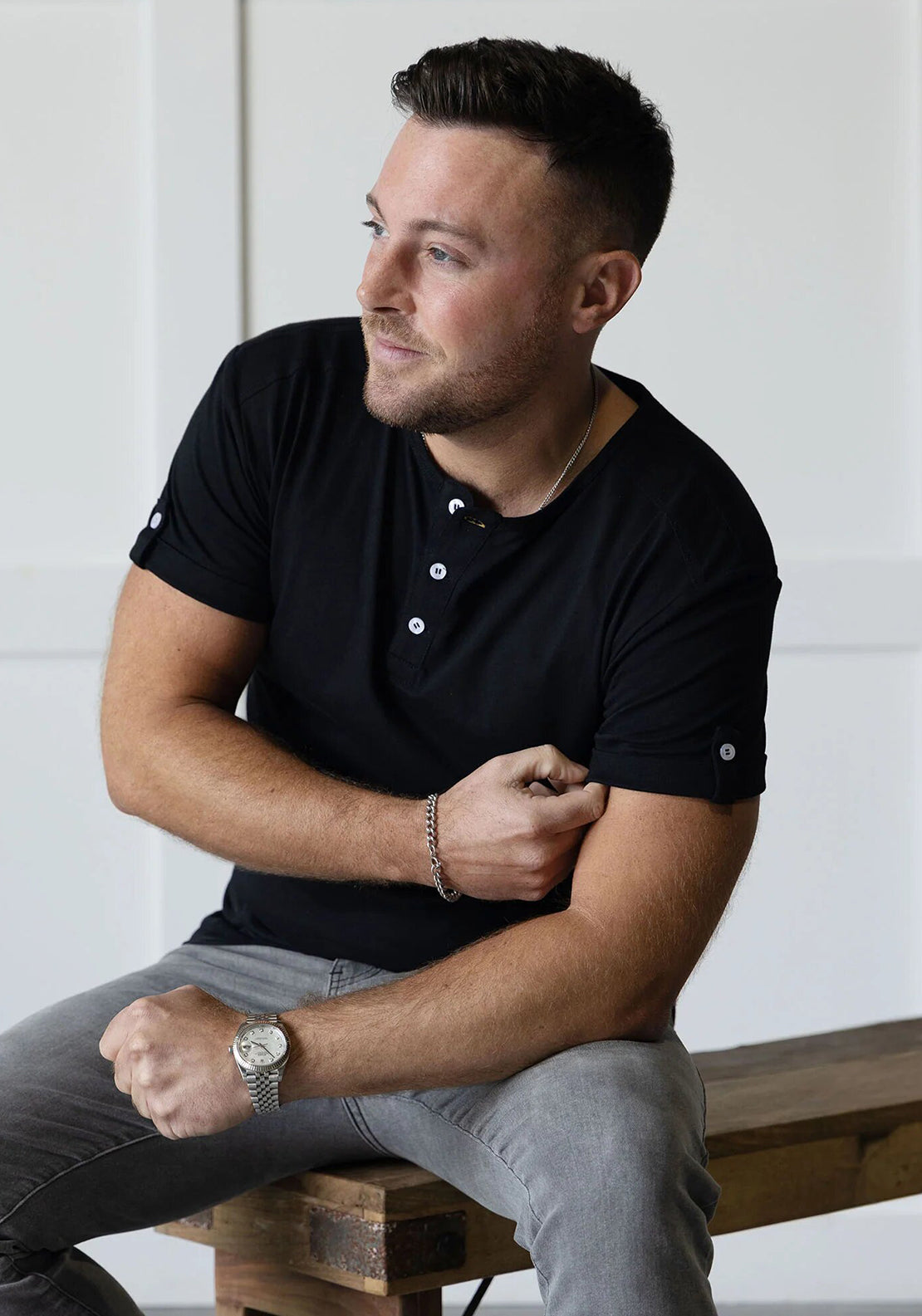 Carter Clothing Henley T-Shirt, Black