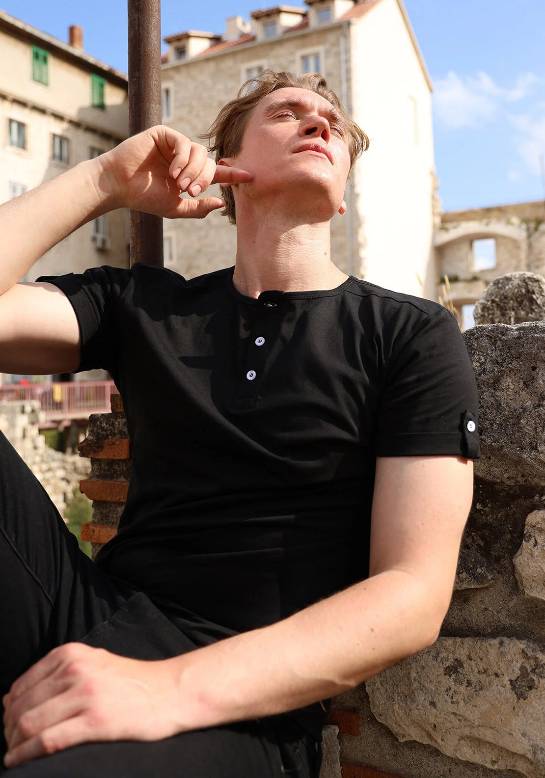 Carter Clothing Henley T-Shirt, Black