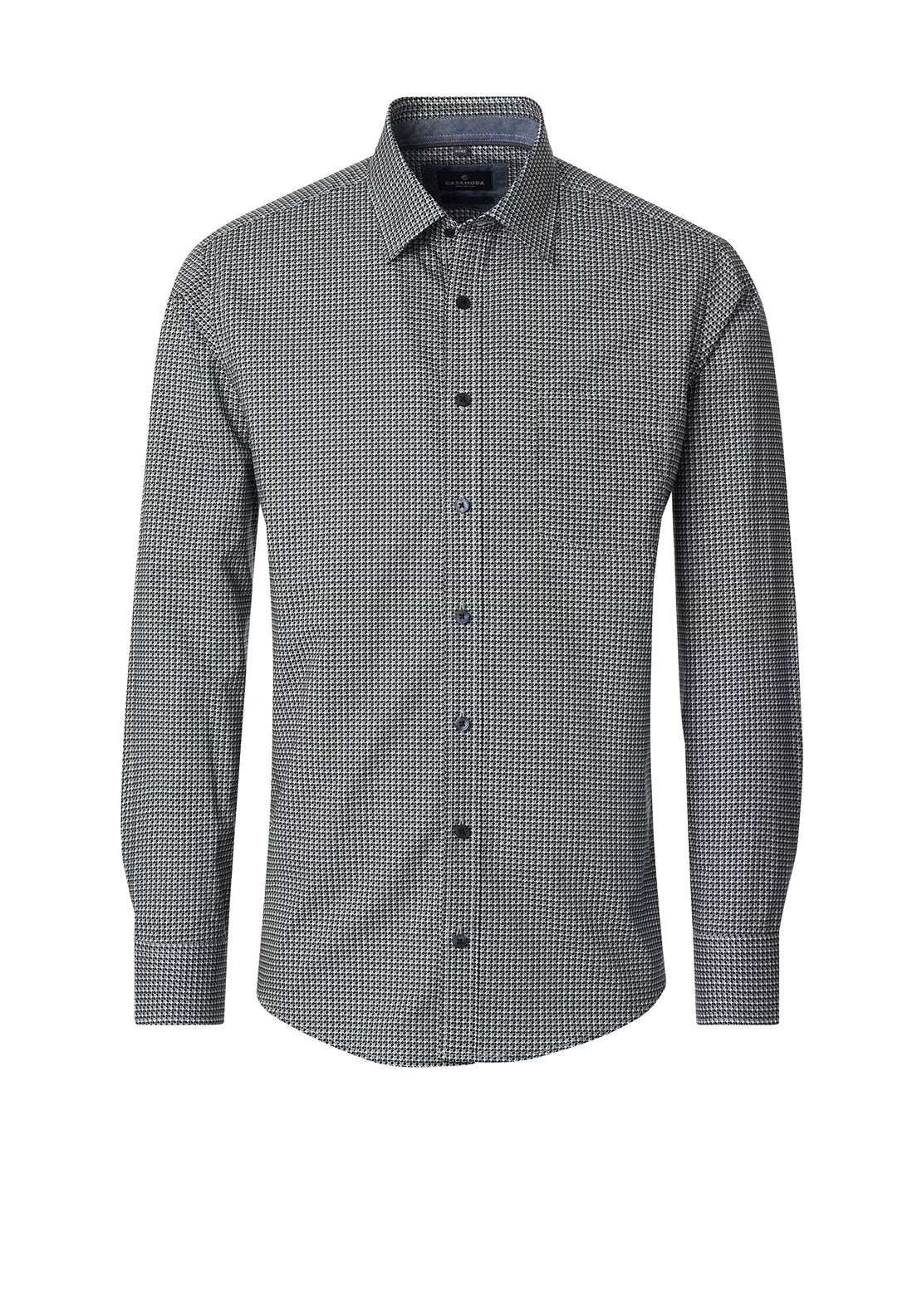Casa Moda Geo Abstract Print Poplin Shirt, Green Multi