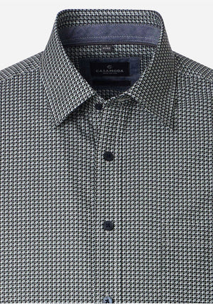 Casa Moda Geo Abstract Print Poplin Shirt, Green Multi
