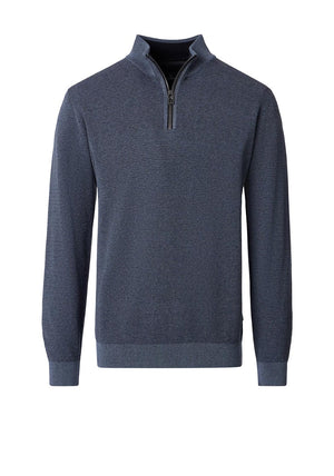 Casa Moda Textured Knit Quarter Zip Sweatshirt, Chalk Blue