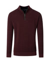 Casa Moda Textured Knit Quarter Zip Sweatshirt, Wine