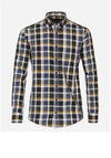 Casa Moda Check Long Sleeve Shirt, Navy & Yellow Multi