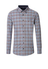 Casa Moda Check Oxford Shirt, Blue & Burgundy Multi