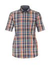 Casa Moda Check Short Sleeve Shirt, Tangerine Tango