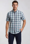 Casa Moda Check Short Sleeve Shirt, Navy & Green