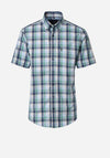 Casa Moda Check Short Sleeve Shirt, Navy & Green