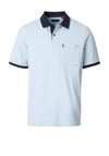 Casa Moda Contrast Trim Stripe Polo Shirt, Blue
