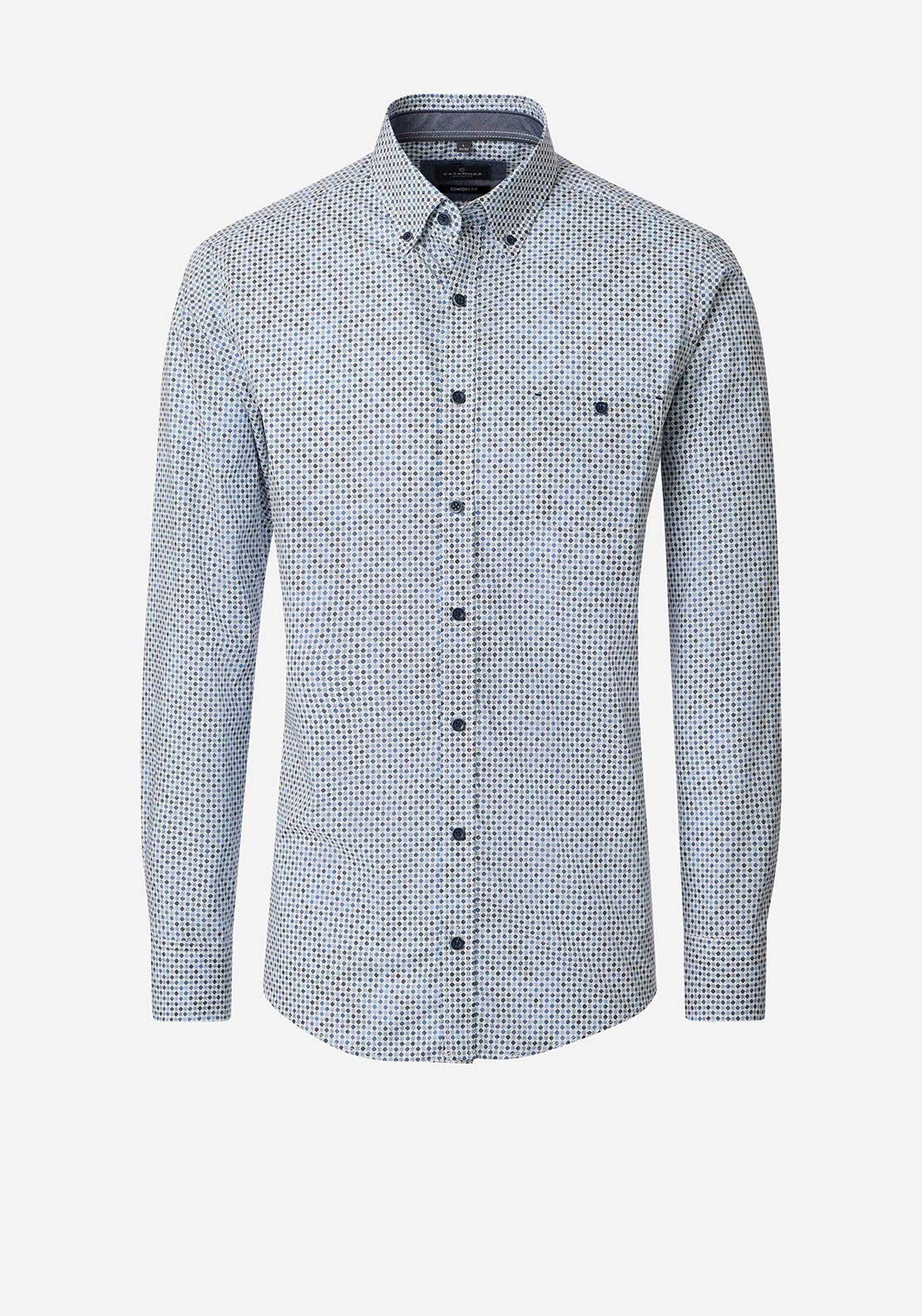 Casa Moda Geo Mix Print Shirt, Dark Blue
