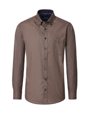 Casa Moda Honeycomb Print Shirt, Brown Multi