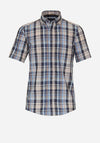 Casa Moda Short Sleeve Orange Check Shirt, Navy & Blue