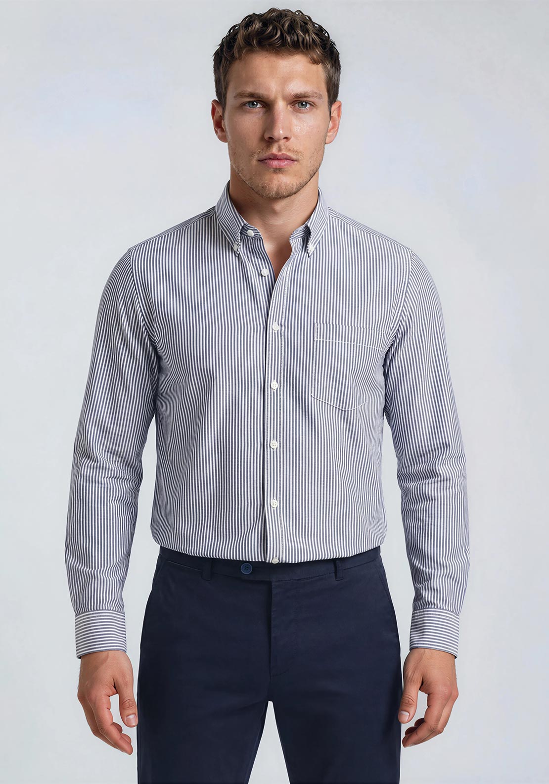 Casa Moda Pinstripe Shirt, Navy