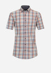 Casa Moda Spring Gingham Short Sleeve Shirt, Tangerine Tango