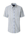 Casa Moda Vertical Stripe Linen Blend Shirt, Blue Multi
