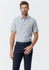 Casa Moda Vertical Stripe Linen Blend Shirt, Blue Multi