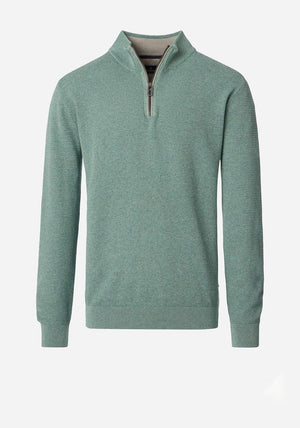 Casa Moda Textured Knit Quarter Zip Sweatshirt, Green