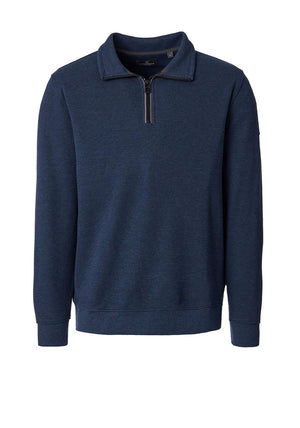 Casa Moda Textured Knit Quarter Zip Sweatshirt, Dark Blue