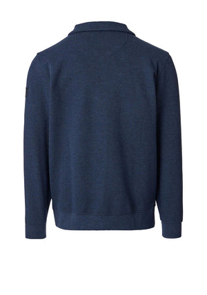 Casa Moda Textured Knit Quarter Zip Sweatshirt, Dark Blue