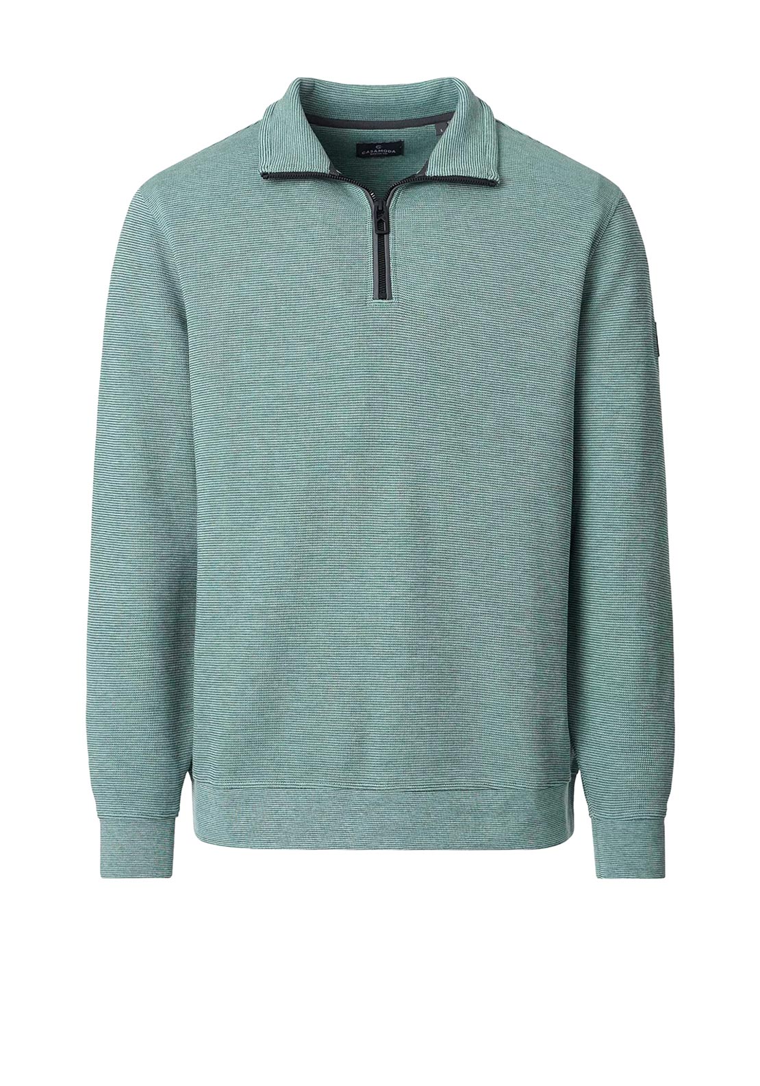 Casa Moda Textured Knit Quarter Zip Sweatshirt, Green