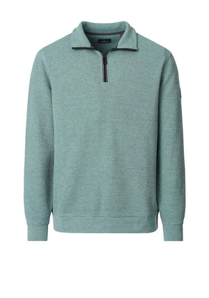 Casa Moda Textured Knit Quarter Zip Sweatshirt, Green