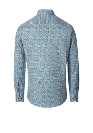 Casa Moda Twill Cotton Print Shirt, Blue Multi