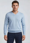 Casa Moda V Neck Sweater, Soft Chambray Blue