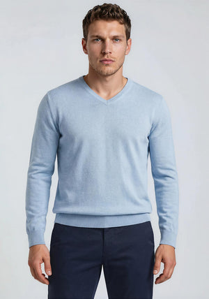 Casa Moda V Neck Sweater, Soft Chambray Blue