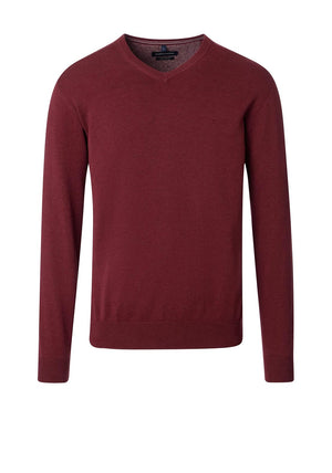 Casa Moda Pima Cotton V-Neck Sweater, Wine