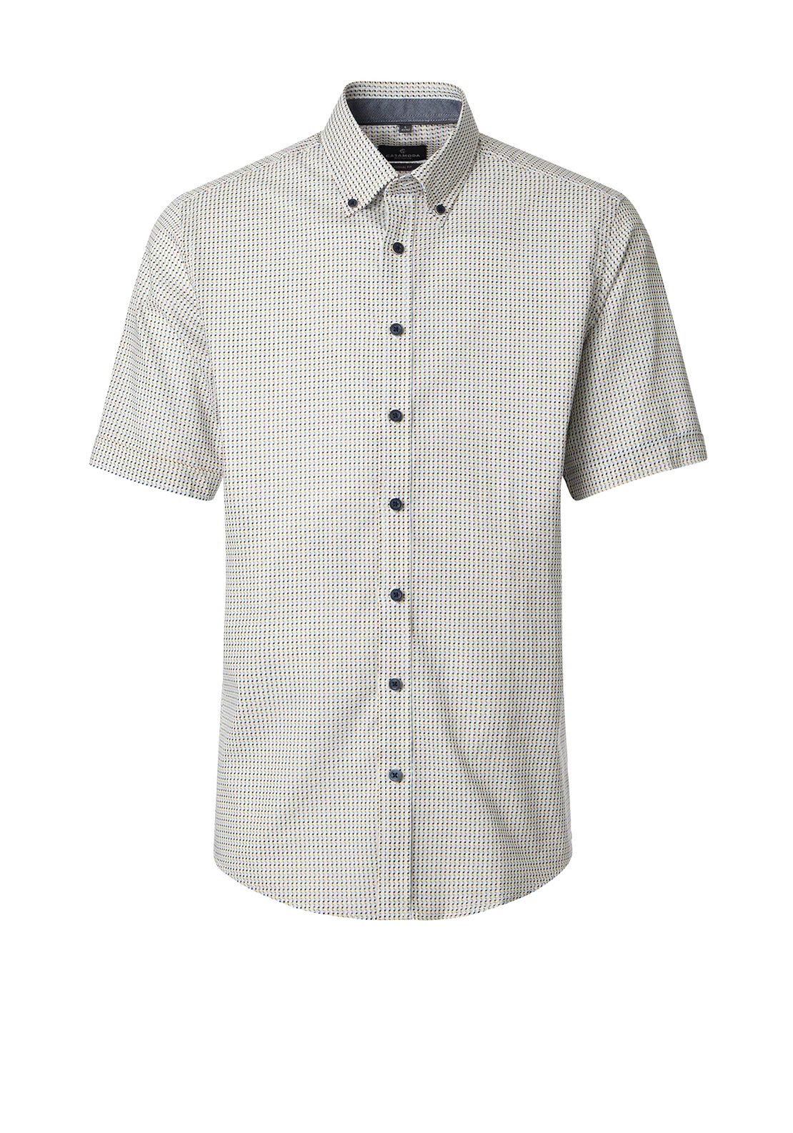 Casa Moda Woven Print Short Sleeve Shirt, Yellow Multi