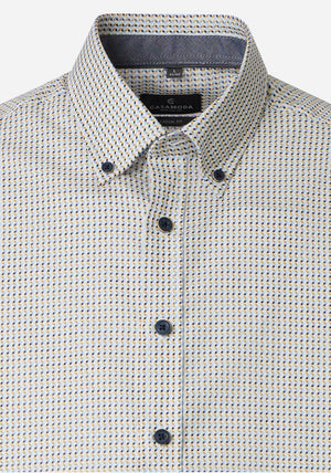 Casa Moda Woven Print Short Sleeve Shirt, Yellow Multi