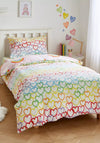 Catherine Lansfield Rainbow Hearts Fleece Duvet Set, Pink