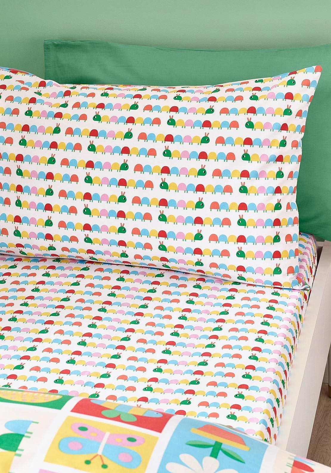 Catherine Lansfield Curious Caterpillar Kids Fitted Sheet, Bright Multi