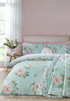 AVEBURY FLORAL DUCK EGG QUILT SET DB