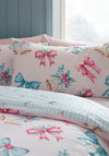 Catherine Lansfield Christmas Bows & Bells Reversible Duvet Cover Set, Pink