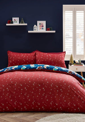Catherine Lansfield Christmas Elves Reversible Duvet Cover Set, Navy