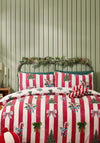 Catherine Lansfield Christmas Stripe Reversible Duvet Cover Set, Red