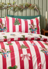 Catherine Lansfield Christmas Stripe Reversible Duvet Cover Set, Red