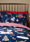 Catherine Lansfield Christmas Ski Village Reversible Duvet Cover Set, Navy
