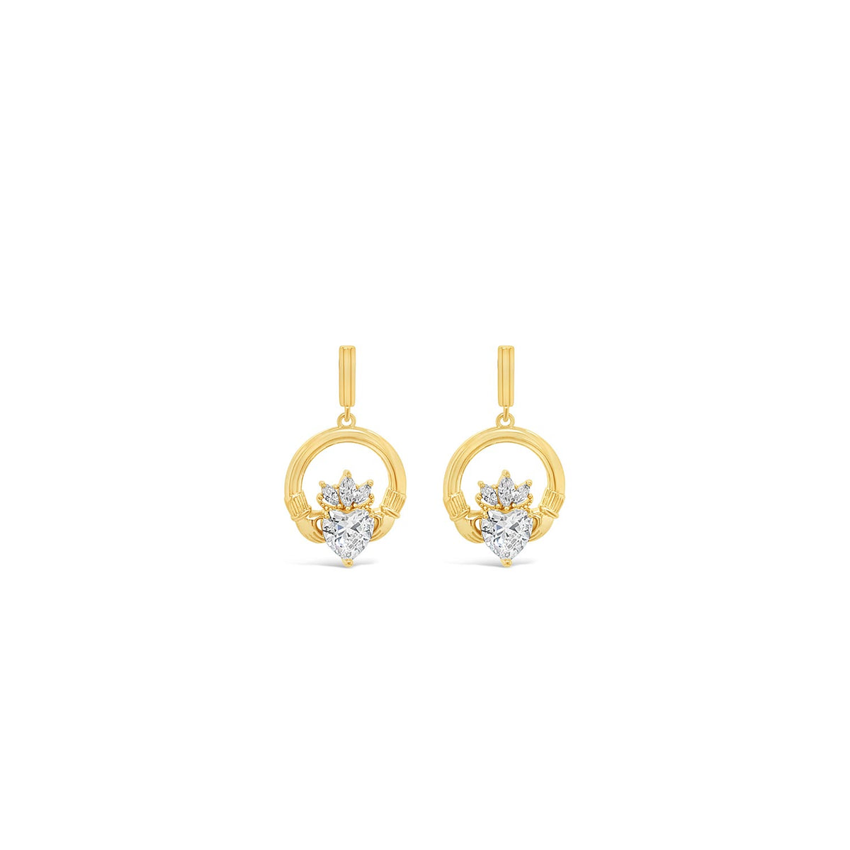 Seala Claddagh Drop Earrings, Gold