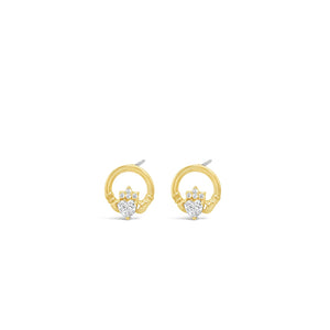 Seala Claddagh Stud Earrings, Gold