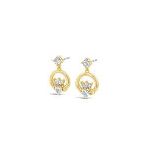 Seala CZ Claddagh Drop Earrings, Gold