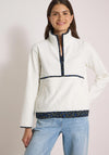 Cecil Half Zip with Animal Print Detail Fleece, White
