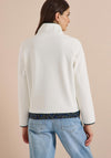 Cecil Half Zip with Animal Print Detail Fleece, White