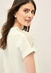 Cecil Embroidered Shoulder Jersey Top, White