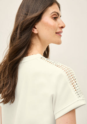Cecil Embroidered Shoulder Jersey Top, White