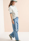 Cecil Contrast Trim Hooded Top, White