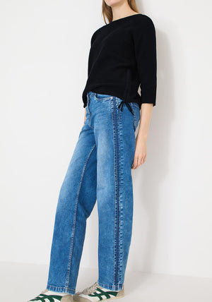 Cecil Boat Neckline Textured Sweater, Navy